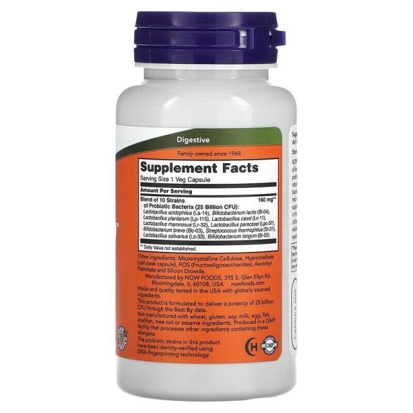 NOW Foods Probiotic-10 25 Billion 100 Veg Capsules, Digestive Health - Image 9