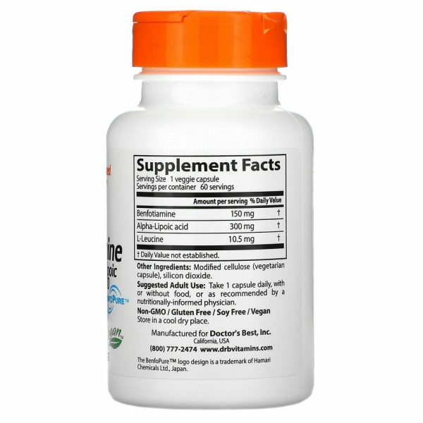 Doctor's Best, Benfotiamine 150 + Alpha-Lipoic Acid 300, 60 Veggie Caps - Image 2