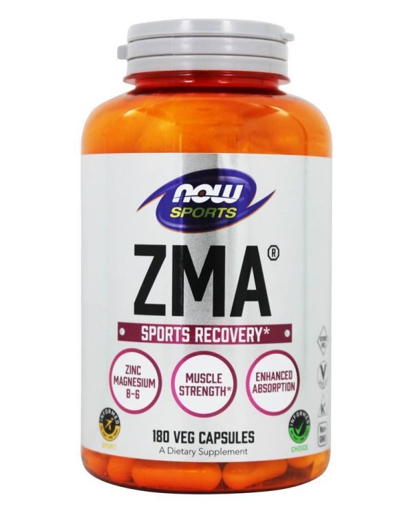 NOW Foods ZMA Sports Recovery 180 Caps 800mg Repair Zinc Magnesium Vitamin B6