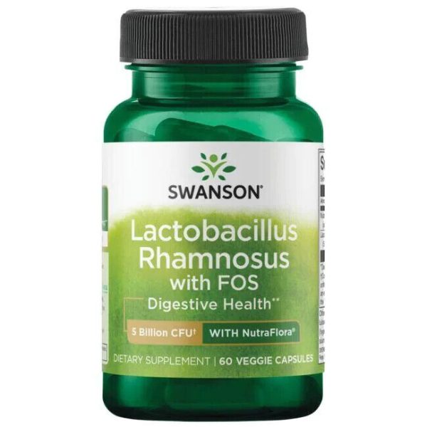 Swanson Lactobacillus Rhamnosus with FOS, 5 Aid Digestive Health 60 Veg Capsules