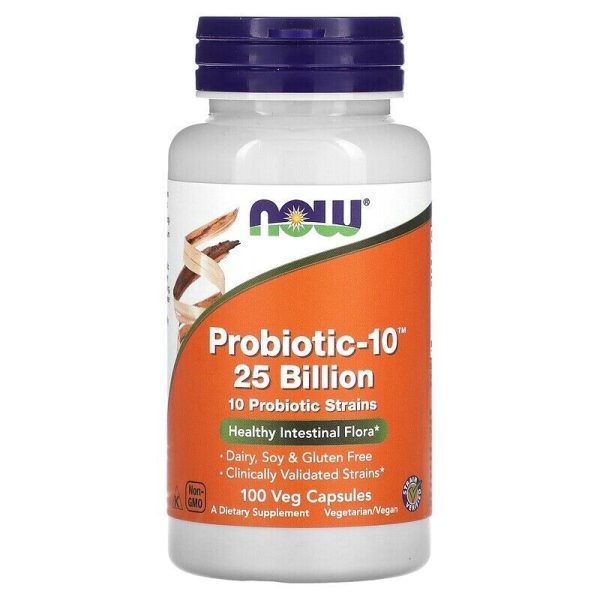 NOW Foods Probiotic-10 25 Billion 100 Veg Capsules, Digestive Health