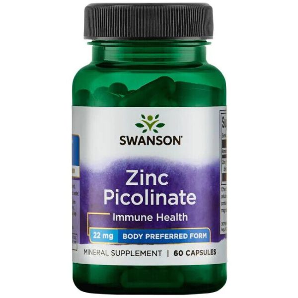 Swanson Zinc Picolinate 60 Capsules 22mg Immune Skin Hair Health