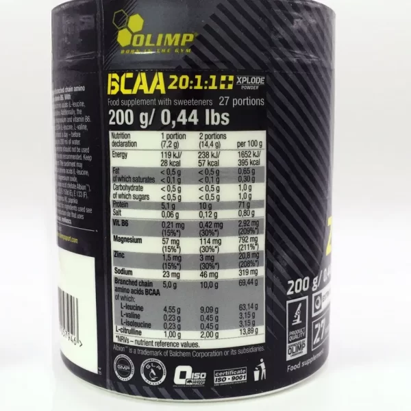 OLIMP BCAA XPLODE 20:1:1 Amino Acid Pre Workout Training Booster Powder Xplosive Cola 200g - Image 2