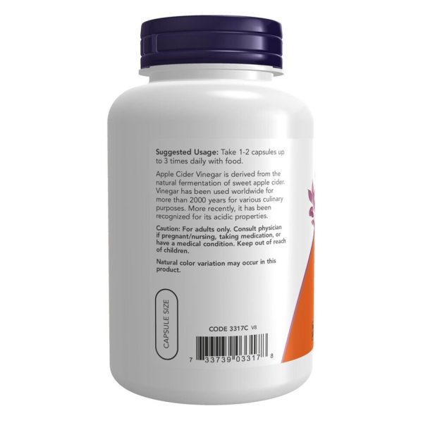 Now Foods, Apple Cider Vinegar, 450 mg, 180 Capsules - Image 3