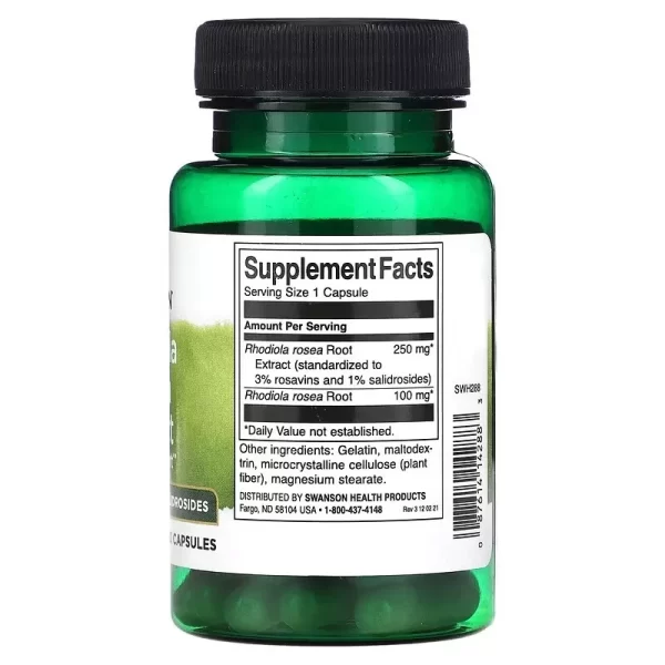 Swanson Rhodiola Rosea Extract 60 Capsules - Image 3