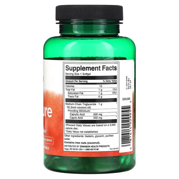 Swanson MCT Pure, 1000mg - 90 softgels - Image 2