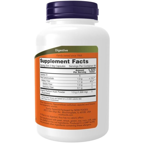 NOW Foods - Psyllium Husk 500 mg. - 200 Vegetable Capsules - Image 4