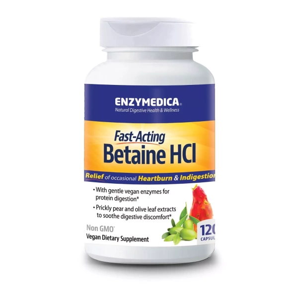 Enzymedica Betaine HCI 600mg 120 Capsules Non-GMO