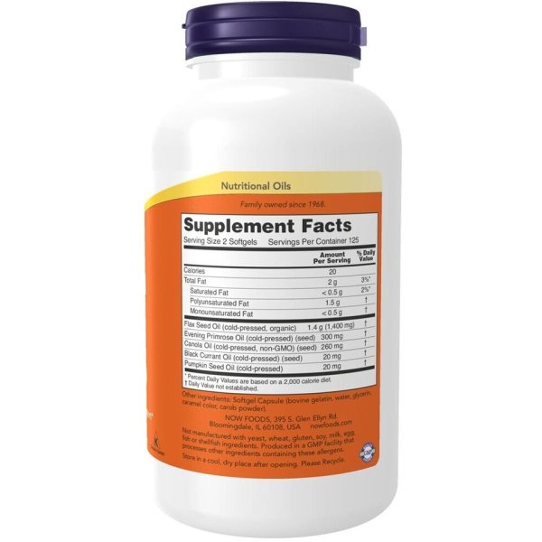 NOW FOODS Omega 3-6-9 1000mg Essential Fatty Acids 250 Softgel - Image 4