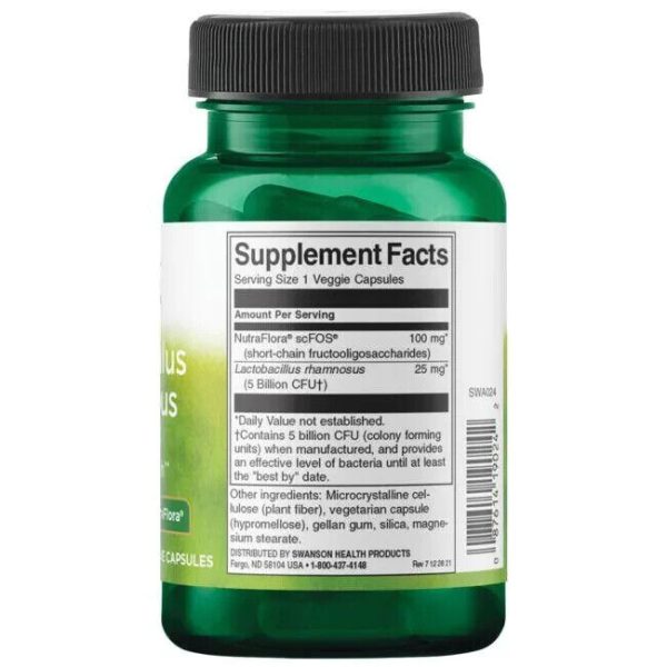 Swanson Lactobacillus Rhamnosus with FOS, 5 Aid Digestive Health 60 Veg Capsules - Image 3