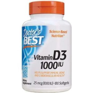 Doctor's Best Vitamin D-3 1000iu 180 Softgels, Immune, Heart, Bone Support